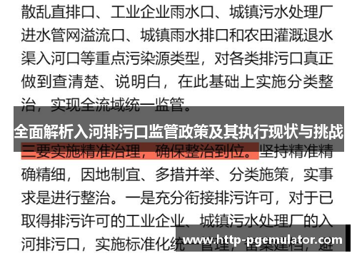 全面解析入河排污口监管政策及其执行现状与挑战